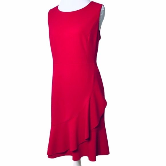 Tommy Hilfiger Dresses & Skirts - Red Dress with side ruffle by Tommy Hilfiger